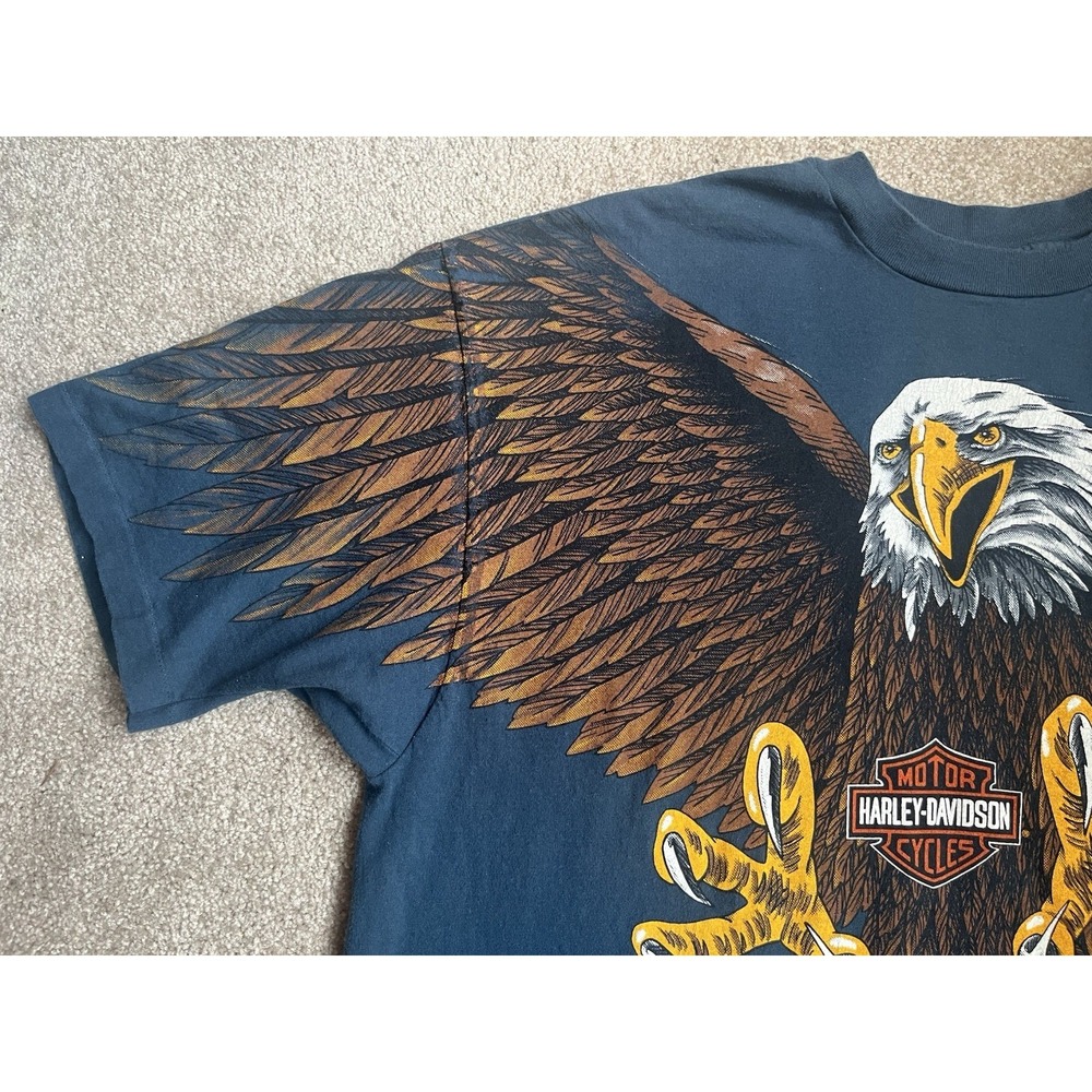 Vintage Harley Davidson T Shirt Eagle Double Sided Single Stitch Hanes Beefy XXL - Picture 9 of 16